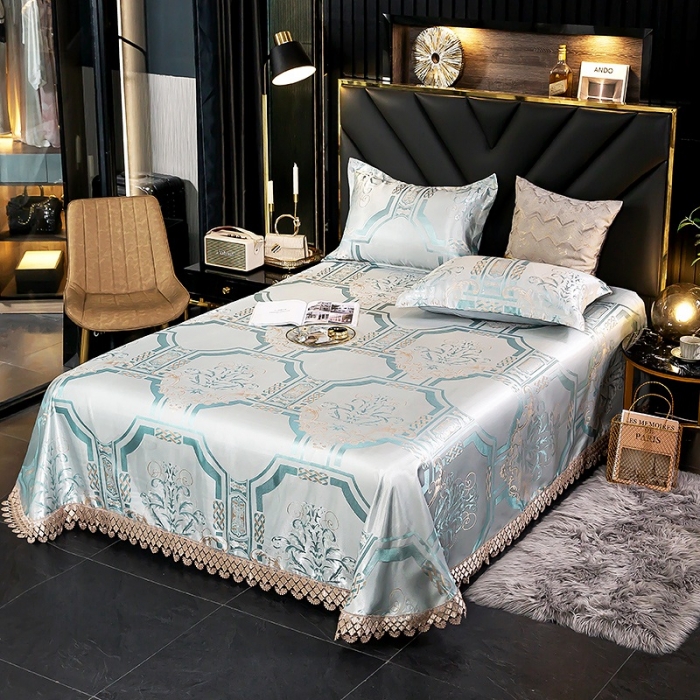 91家纺网 家纺一手货源 找家纺 朗莎家纺 600D冰丝色织提花冰丝席三件套 情树