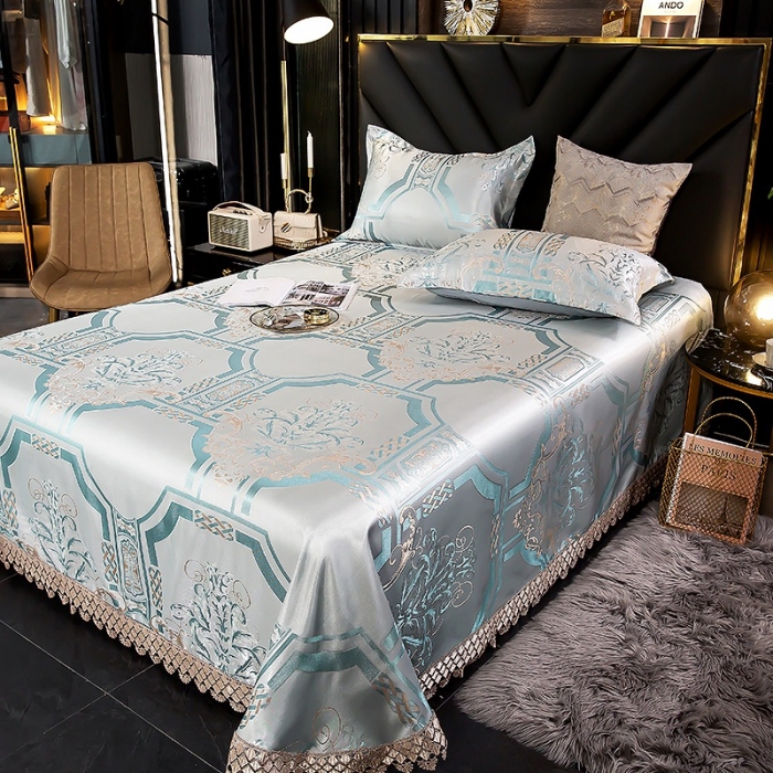 91家纺网 家纺一手货源 找家纺 朗莎家纺 600D冰丝色织提花冰丝席三件套 情树