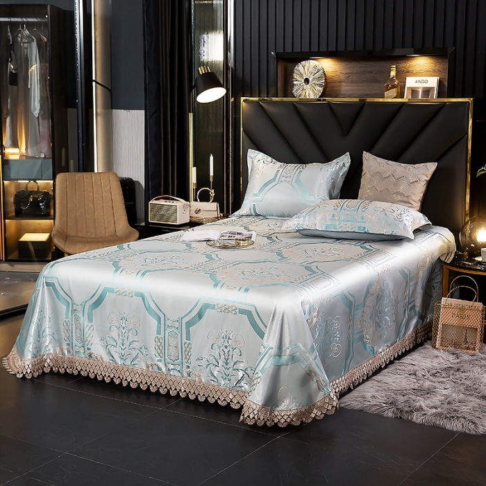 91家纺网 家纺一手货源 找家纺 朗莎家纺 600D冰丝色织提花冰丝席三件套 情树