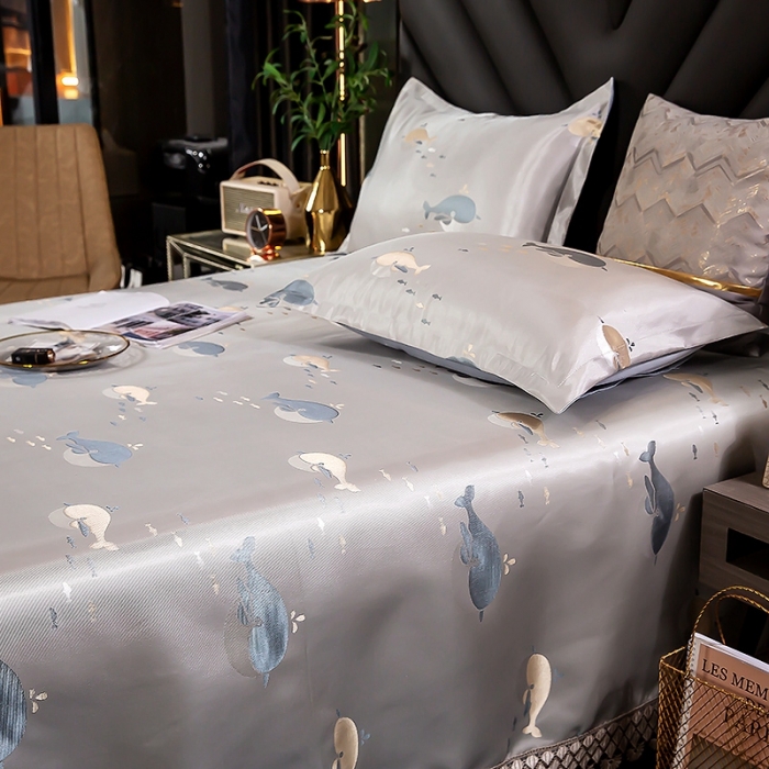 91家纺网 家纺一手货源 找家纺 朗莎家纺 600D冰丝色织提花冰丝席三件套 豚宝宝