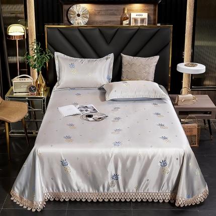 91家纺网 家纺一手货源 找家纺 朗莎家纺 600D冰丝色织提花冰丝席三件套 香水菠萝灰