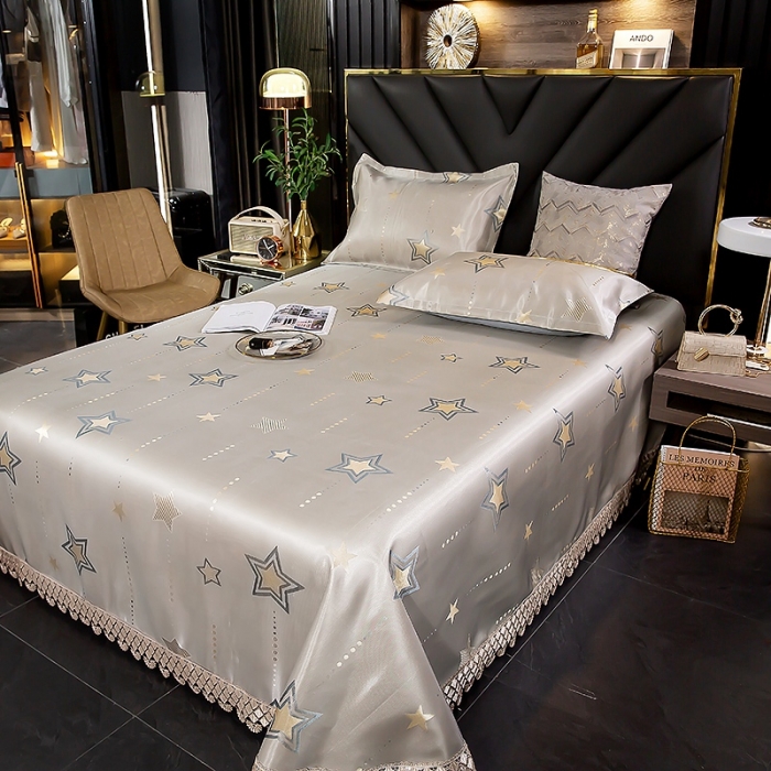 91家纺网 家纺一手货源 找家纺 朗莎家纺 600D冰丝色织提花冰丝席三件套 星语驼