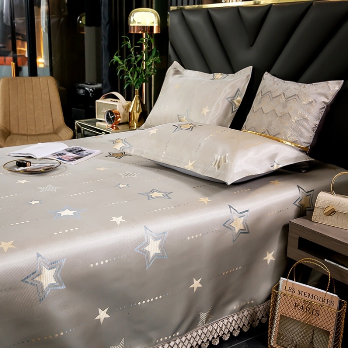 91家纺网 家纺一手货源 找家纺 朗莎家纺 600D冰丝色织提花冰丝席三件套 星语驼