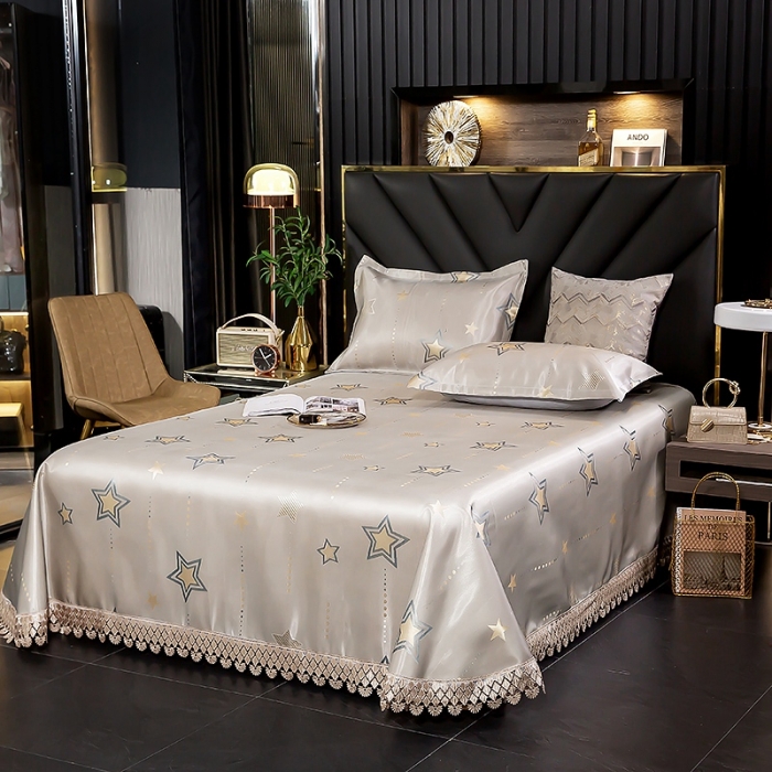 91家纺网 家纺一手货源 找家纺 朗莎家纺 600D冰丝色织提花冰丝席三件套 星语驼