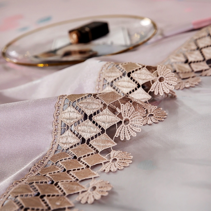 91家纺网 家纺一手货源 找家纺 朗莎家纺 600D冰丝色织提花冰丝席三件套 樱桃粉