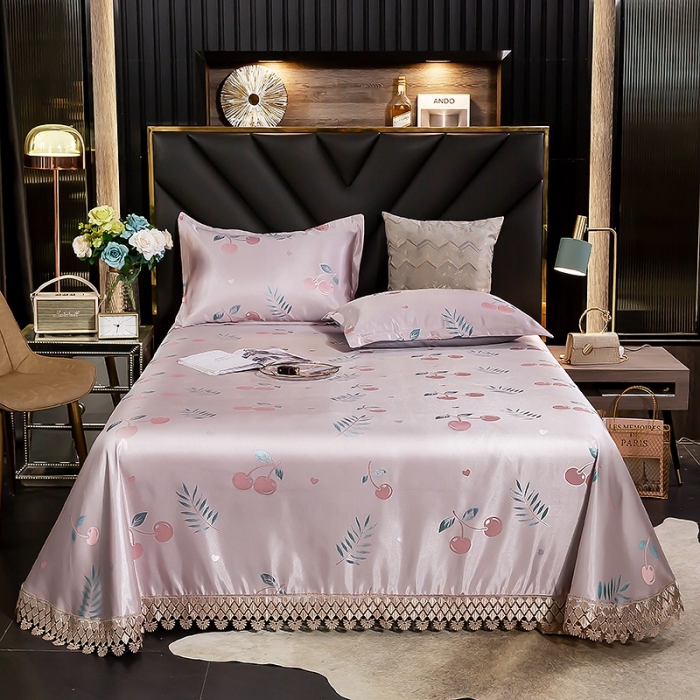 91家纺网 家纺一手货源 找家纺 朗莎家纺 600D冰丝色织提花冰丝席三件套 樱桃粉