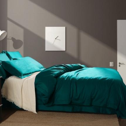 91家纺网 家纺一手货源 找家纺 十九色 2024新款50*50纯色埋线款四件套 翡翠绿