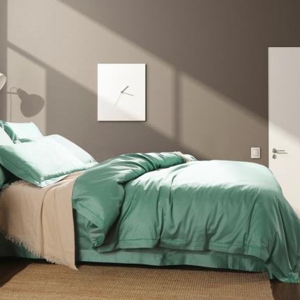 91家纺网 家纺一手货源 找家纺 十九色 2024新款50*50纯色埋线款四件套 清雅绿