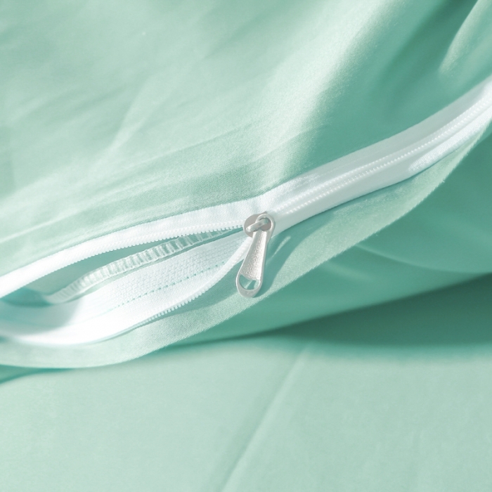 91家纺网 家纺一手货源 找家纺 十九色 2024新款50*50纯色埋线款四件套 清荷绿