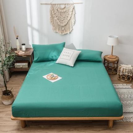 91家纺网 家纺一手货源 找家纺 佳梦达 2020新款色织全棉水洗双拼单床笠 孔雀绿
