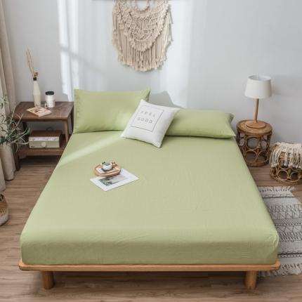 91家纺网 家纺一手货源 找家纺 佳梦达 2020新款色织全棉水洗双拼单床笠 苔藓绿