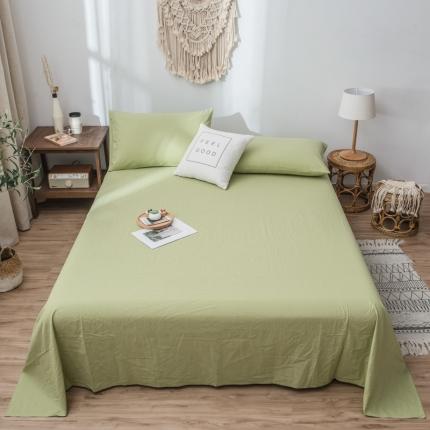 佳梦达 2020新款色织全棉水洗双拼单床单 苔藓绿