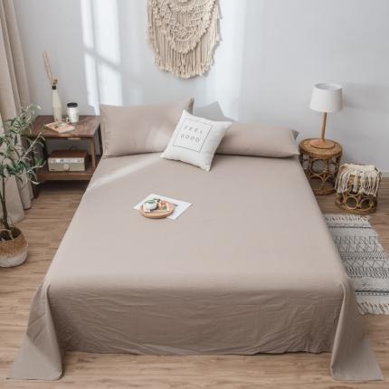 佳梦达 2020新款色织全棉水洗双拼单床单 浅驼