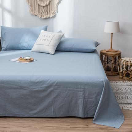 91家纺网 家纺一手货源 找家纺 佳梦达 2020新款色织全棉水洗双拼单床单 天蓝