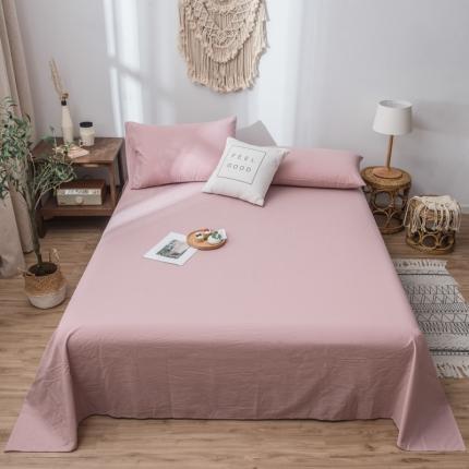 91家纺网 家纺一手货源 找家纺 佳梦达 2020新款色织全棉水洗双拼单床单 藕粉