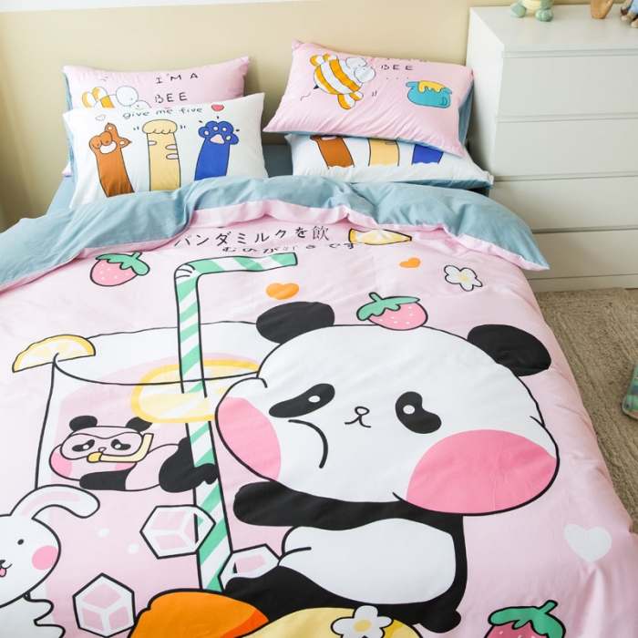 91家纺网 家纺一手货源 找家纺 涵宸 新款大版全棉平网多规格四件套快乐熊