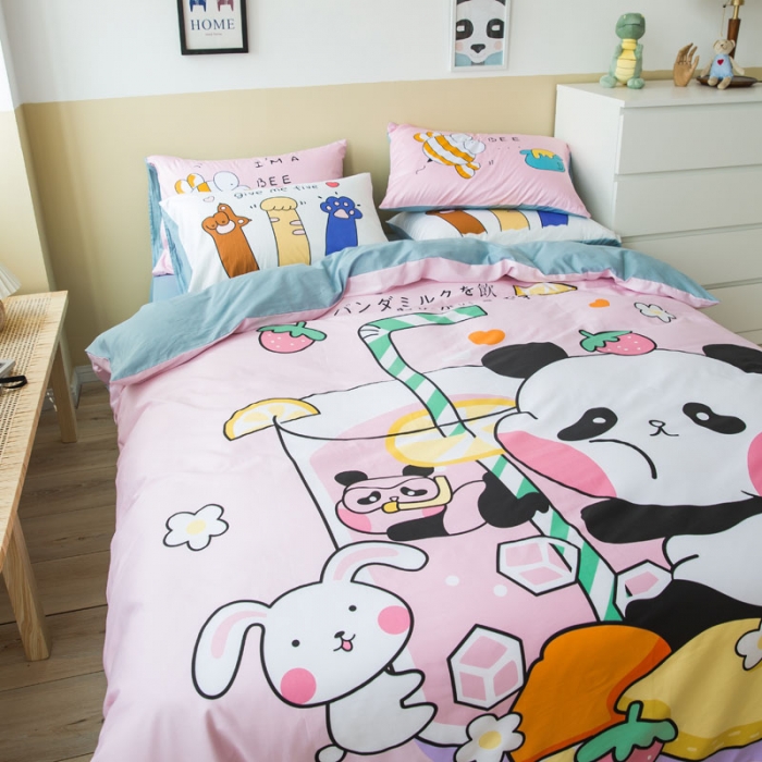 91家纺网 家纺一手货源 找家纺 涵宸 新款大版全棉平网多规格四件套快乐熊