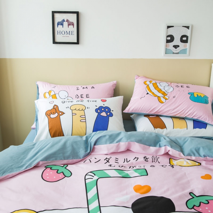 91家纺网 家纺一手货源 找家纺 涵宸 新款大版全棉平网多规格四件套快乐熊