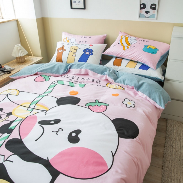 91家纺网 家纺一手货源 找家纺 涵宸 新款大版全棉平网多规格四件套快乐熊