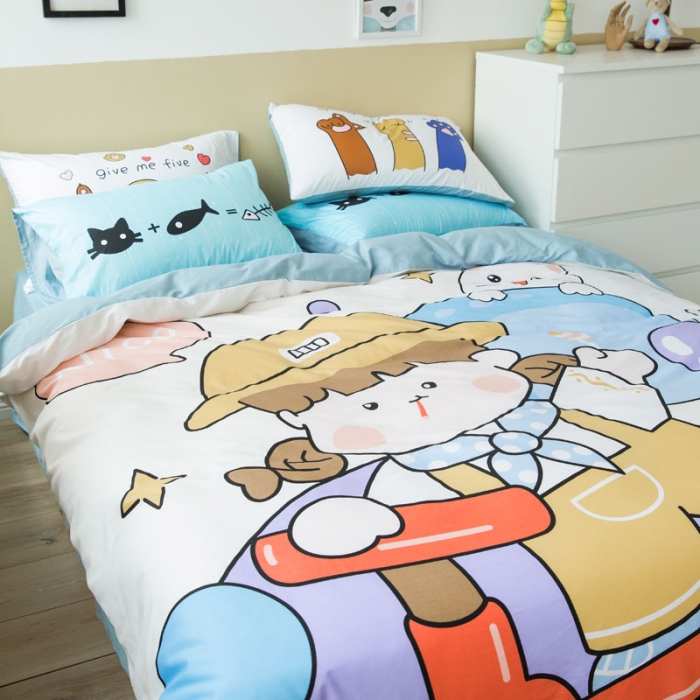 91家纺网 家纺一手货源 找家纺 涵宸 新款大版全棉平网多规格四件套童年乐趣