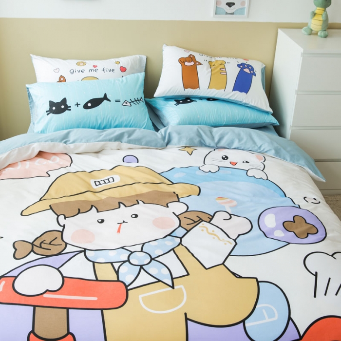 91家纺网 家纺一手货源 找家纺 涵宸 新款大版全棉平网多规格四件套童年乐趣