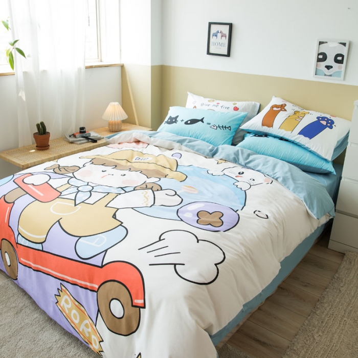 91家纺网 家纺一手货源 找家纺 涵宸 新款大版全棉平网多规格四件套童年乐趣