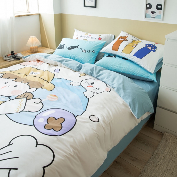 91家纺网 家纺一手货源 找家纺 涵宸 新款大版全棉平网多规格四件套童年乐趣