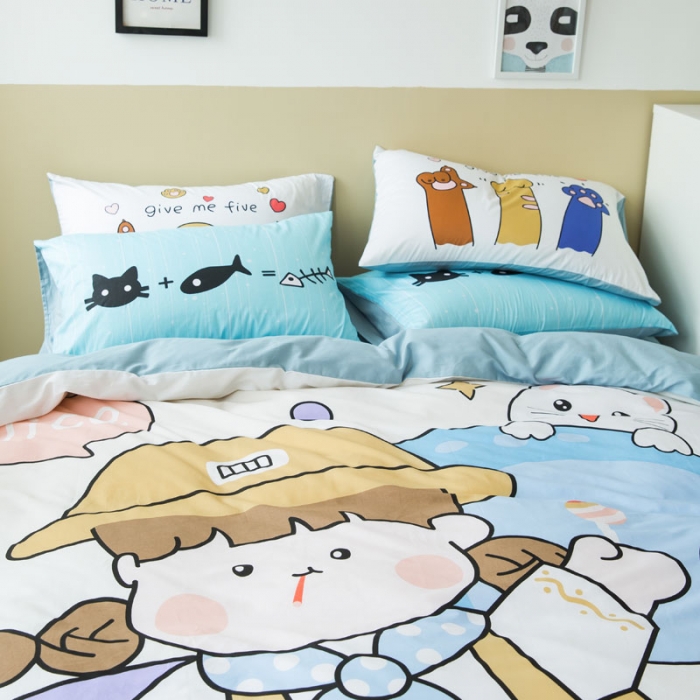 91家纺网 家纺一手货源 找家纺 涵宸 新款大版全棉平网多规格四件套童年乐趣