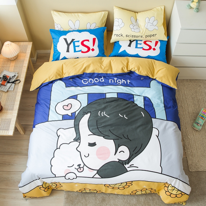 91家纺网 家纺一手货源 找家纺 涵宸 新款大版全棉平网多规格四件套晚安心语