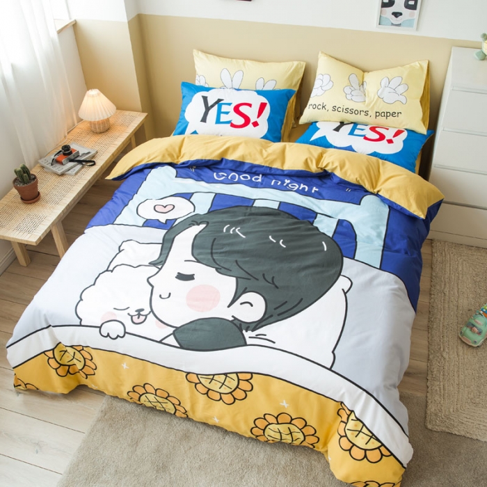 91家纺网 家纺一手货源 找家纺 涵宸 新款大版全棉平网多规格四件套晚安心语