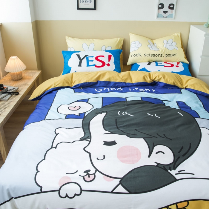 91家纺网 家纺一手货源 找家纺 涵宸 新款大版全棉平网多规格四件套晚安心语