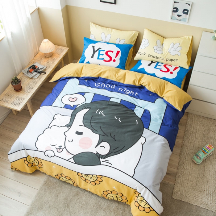 91家纺网 家纺一手货源 找家纺 涵宸 新款大版全棉平网多规格四件套晚安心语