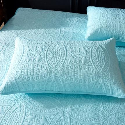 91家纺网 家纺一手货源 找家纺 豪选家纺 2026新款针织棉夹棉防水枕套48*74cm水蓝