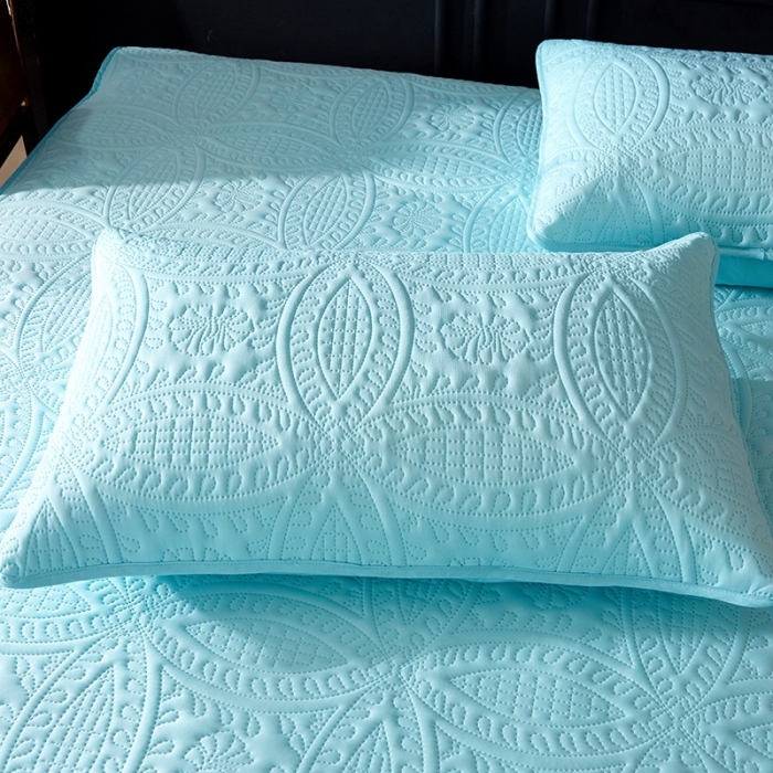 91家纺网 家纺一手货源 找家纺 豪选家纺 2026新款针织棉夹棉防水枕套48*74cm水蓝