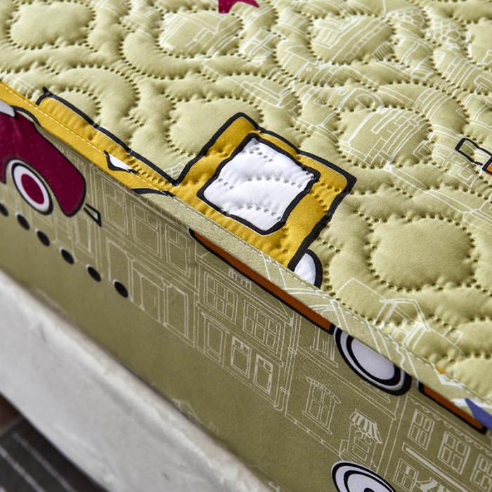 91家纺网 家纺一手货源 找家纺 豪选家纺2025新款印花防水夹棉床笠抗菌席思床垫套床罩小黄车