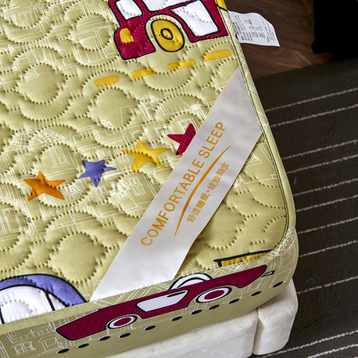 91家纺网 家纺一手货源 找家纺 豪选家纺2025新款印花防水夹棉床笠抗菌席思床垫套床罩小黄车