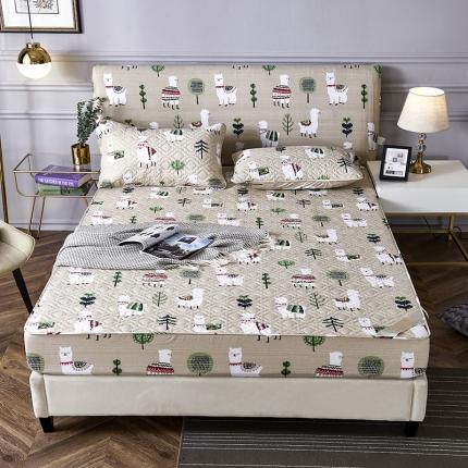 91家纺网 家纺一手货源 找家纺 豪选家纺2025新款印花防水夹棉床笠抗菌席思床垫套床罩小绵羊