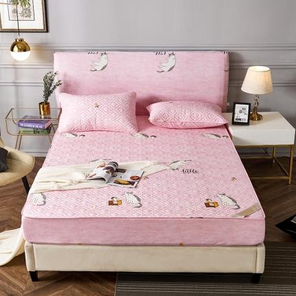 91家纺网 家纺一手货源 找家纺 豪选家纺2025新款印花防水夹棉床笠抗菌席思床垫套床罩樱花猫