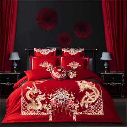 91家纺网 家纺一手货源 找家纺 甜咪咪 2020新款全棉绣花婚庆四件套 醉红妆