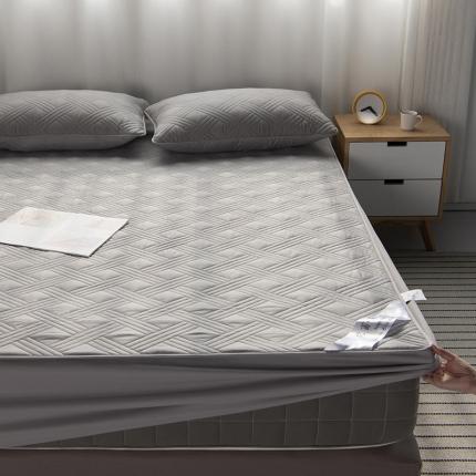 91家纺网 家纺一手货源 找家纺 豪选家纺 2026新款纯棉床罩席保护套床垫夹棉床笠格子灰色