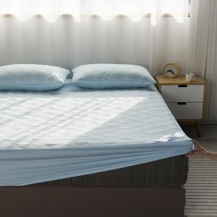 91家纺网 家纺一手货源 找家纺 豪选家纺 2026新款纯棉床罩席保护套床垫夹棉床笠格子蓝色