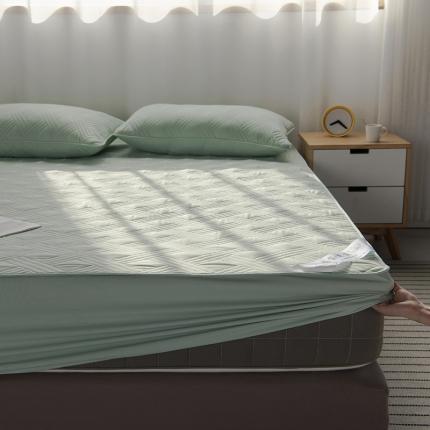 豪选家纺 2026新款纯棉床罩席保护套床垫夹棉床笠格子绿色