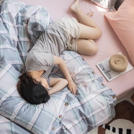 91家纺网 家纺一手货源 找家纺 （总）北纬27度 2020新款英伦复古风全棉色织椰子扣四件套