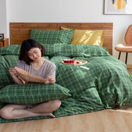 91家纺网 家纺一手货源 找家纺 （总）北纬27度 2020新款英伦复古风全棉色织椰子扣四件套