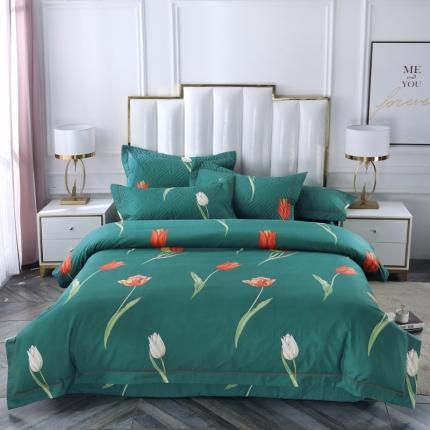 91家纺网 家纺一手货源 找家纺 （总）OL新款13372全棉床盖夹棉四件套活性印染居家套件