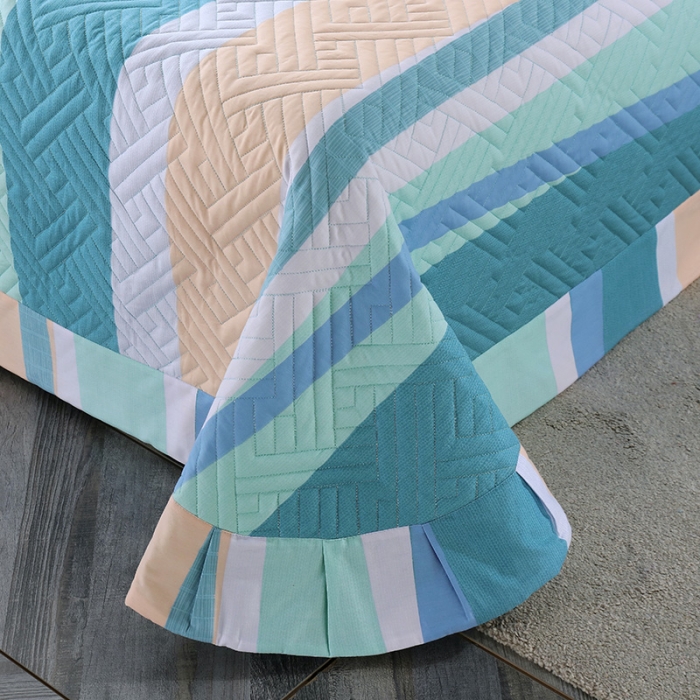 91家纺网 家纺一手货源 找家纺 OL新款13372全棉床盖夹棉四件套活性印染居家套件时光印记