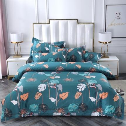 OL全棉13372床盖夹棉四件套活性印染居家套件一见钟情-兰