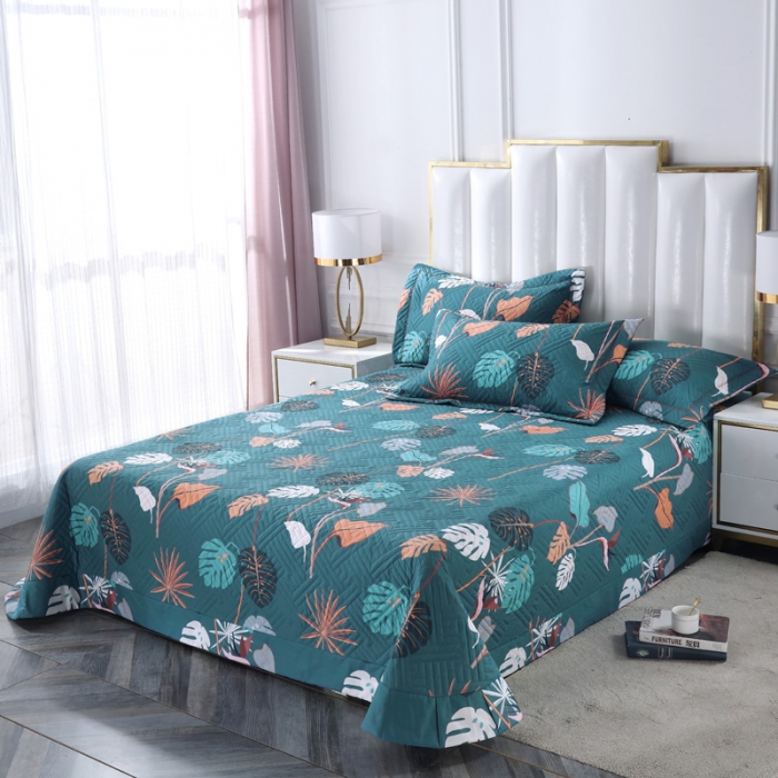 91家纺网 家纺一手货源 找家纺 OL全棉13372床盖夹棉四件套活性印染居家套件一见钟情-兰