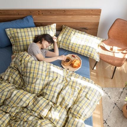 91家纺网 家纺一手货源 找家纺 （总）北纬27度 2020新款英伦复古风全棉色织椰子扣四件套