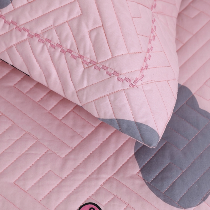 91家纺网 家纺一手货源 找家纺 OL全棉13372床盖夹棉四件套活性印染居家套件网红小妞粉